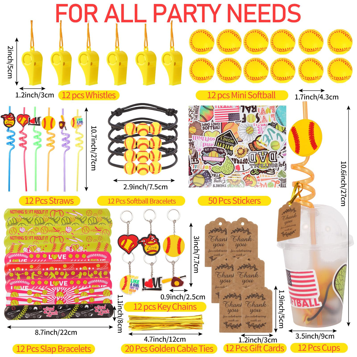 LiYiQ softball straws in ABS plastic for themed drinks and favors.