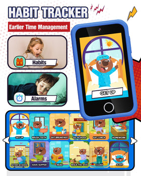 Habit tracker interface on the Lizzbey phone supports routines