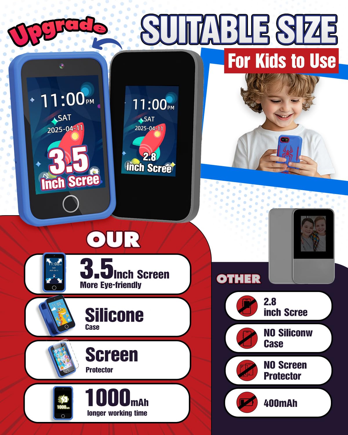 ABC learning content and stories on the Lizzbey educational toy phone