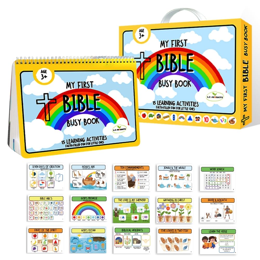 LJ-Products Bible Busy Book cover invites tactile exploration during Bible time.