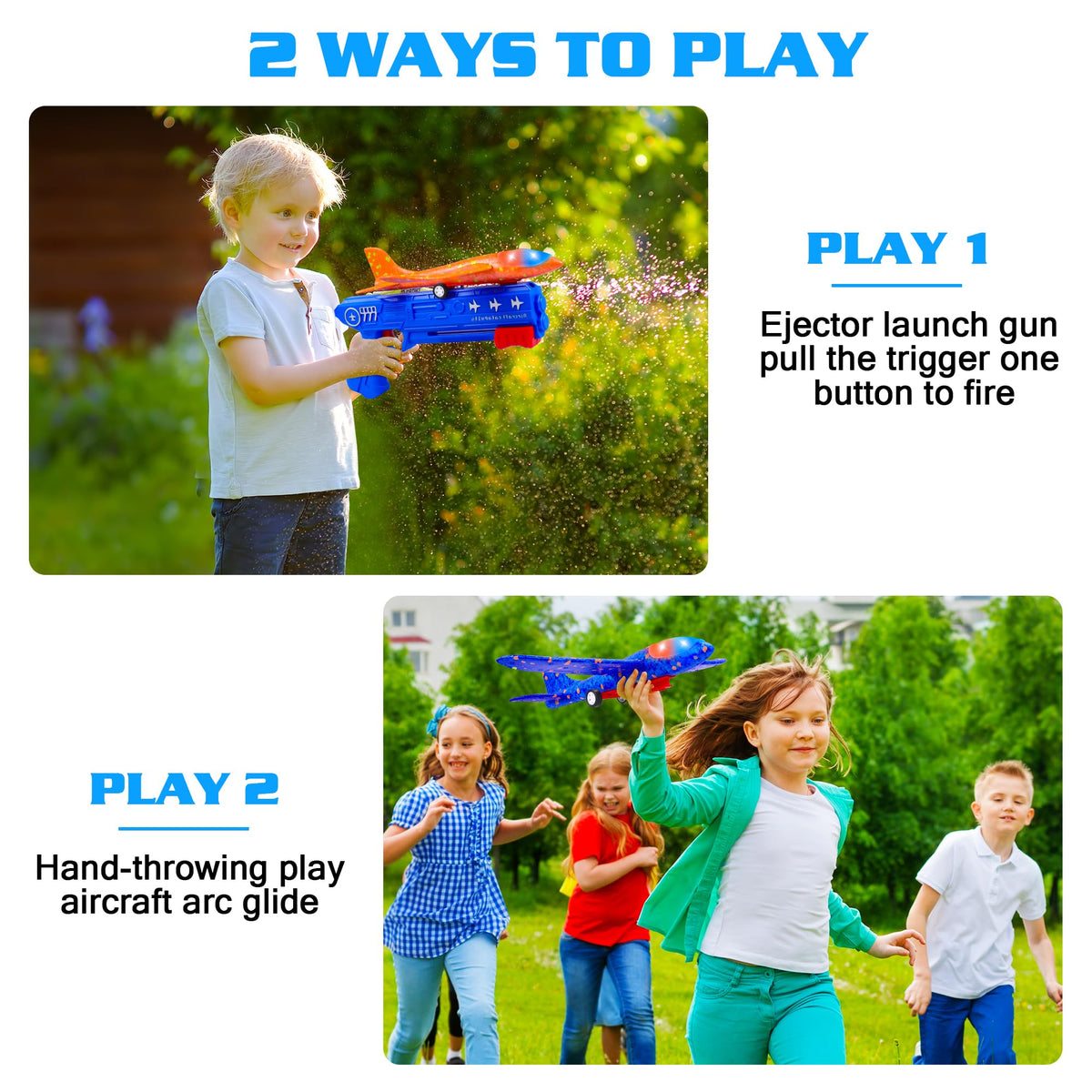 LJZJ launcher and planes: two color launchers for versatile throwing and flying.