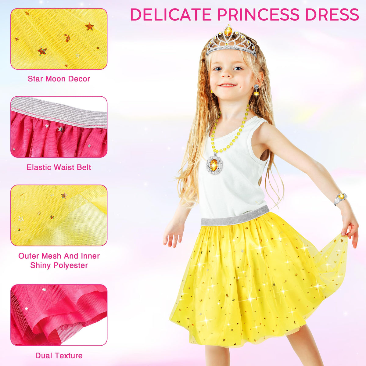 LJZJ princess dress-up set necklaces add sparkling detail to outfits.