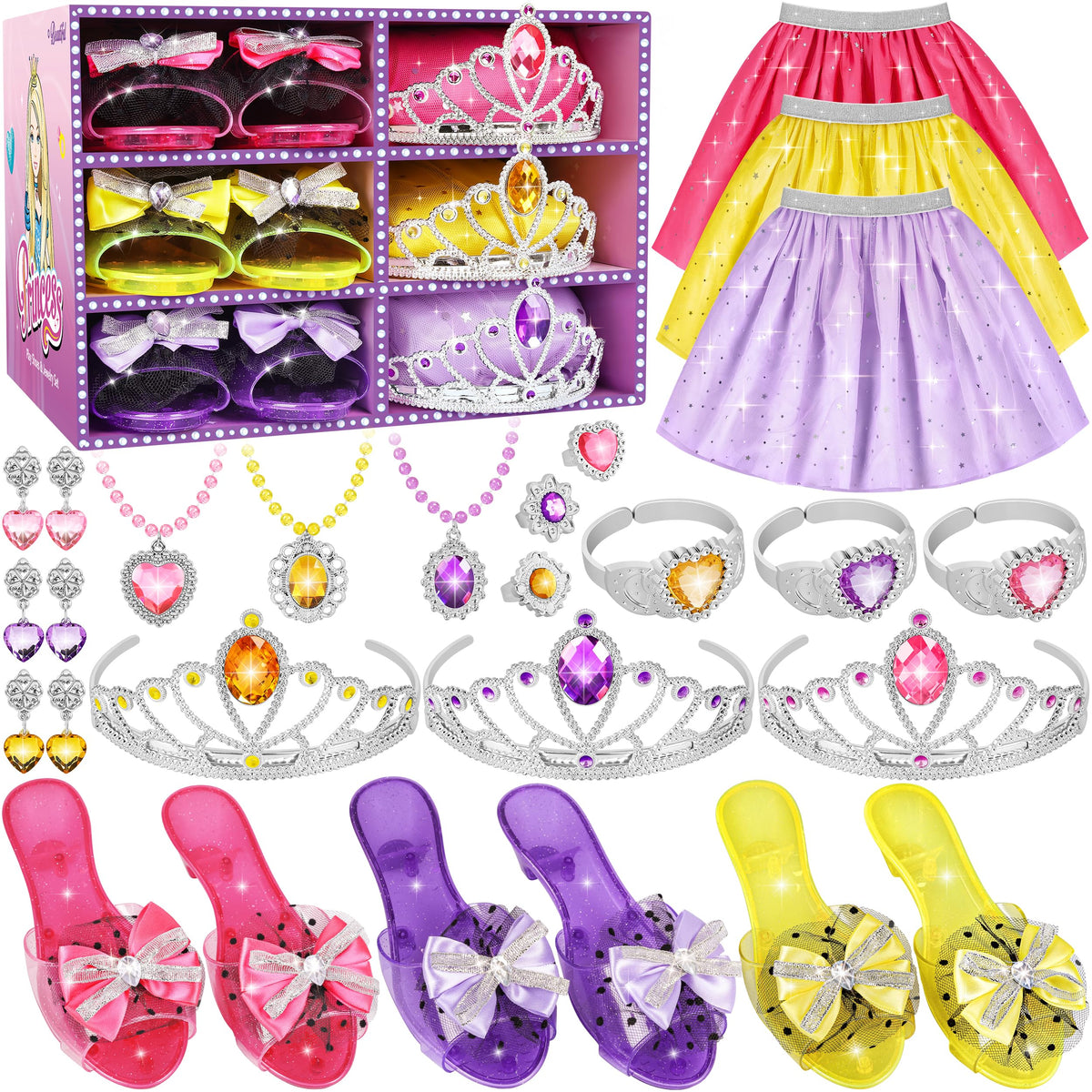 LJZJ princess dress-up set skirts showcase colorful options for imaginative play.