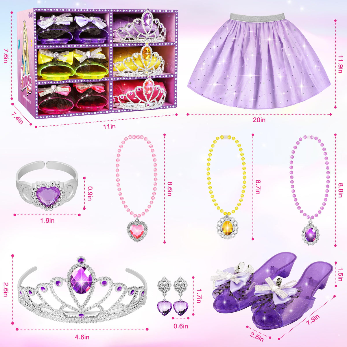 LJZJ princess dress-up set storage case keeps all pieces organized.