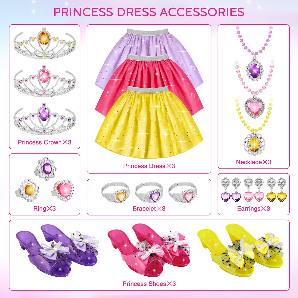 LJZJ princess dress-up set tiaras spark imagination during costume play.