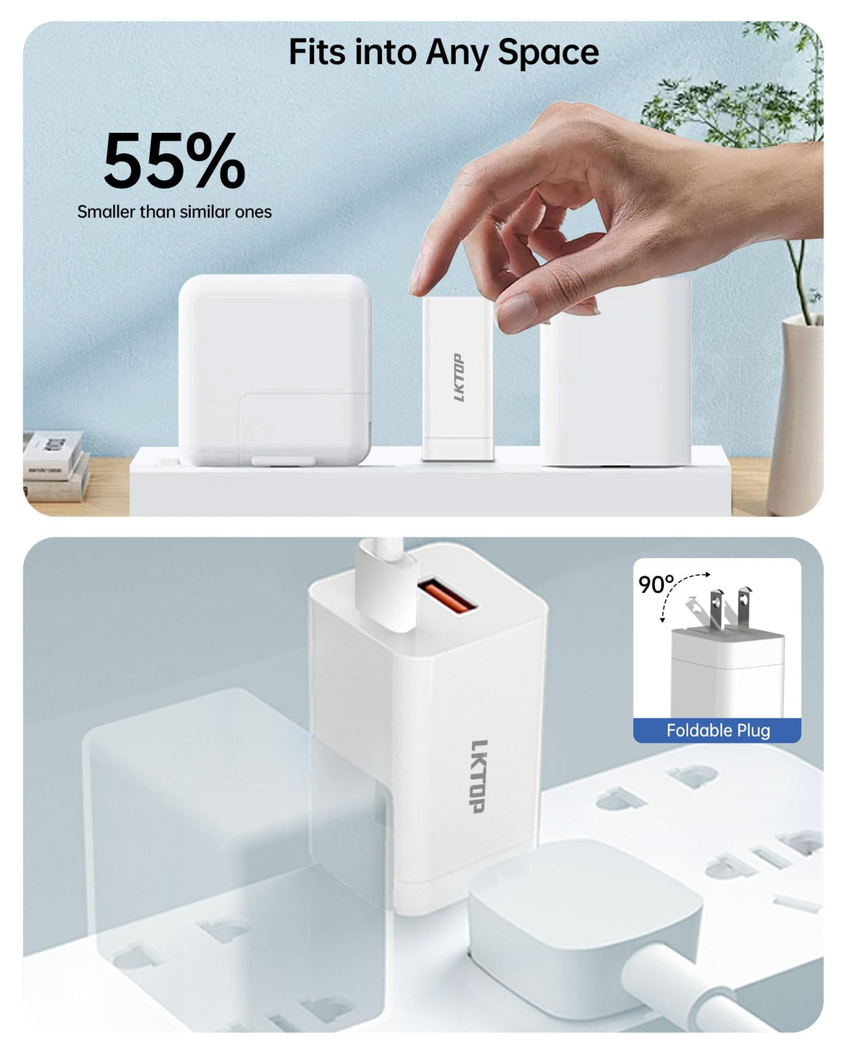 LKTOP packaging and warranty information included with the charger.