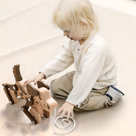 LKyoxs wooden dog toy makes a thoughtful gift for 1+ year olds
