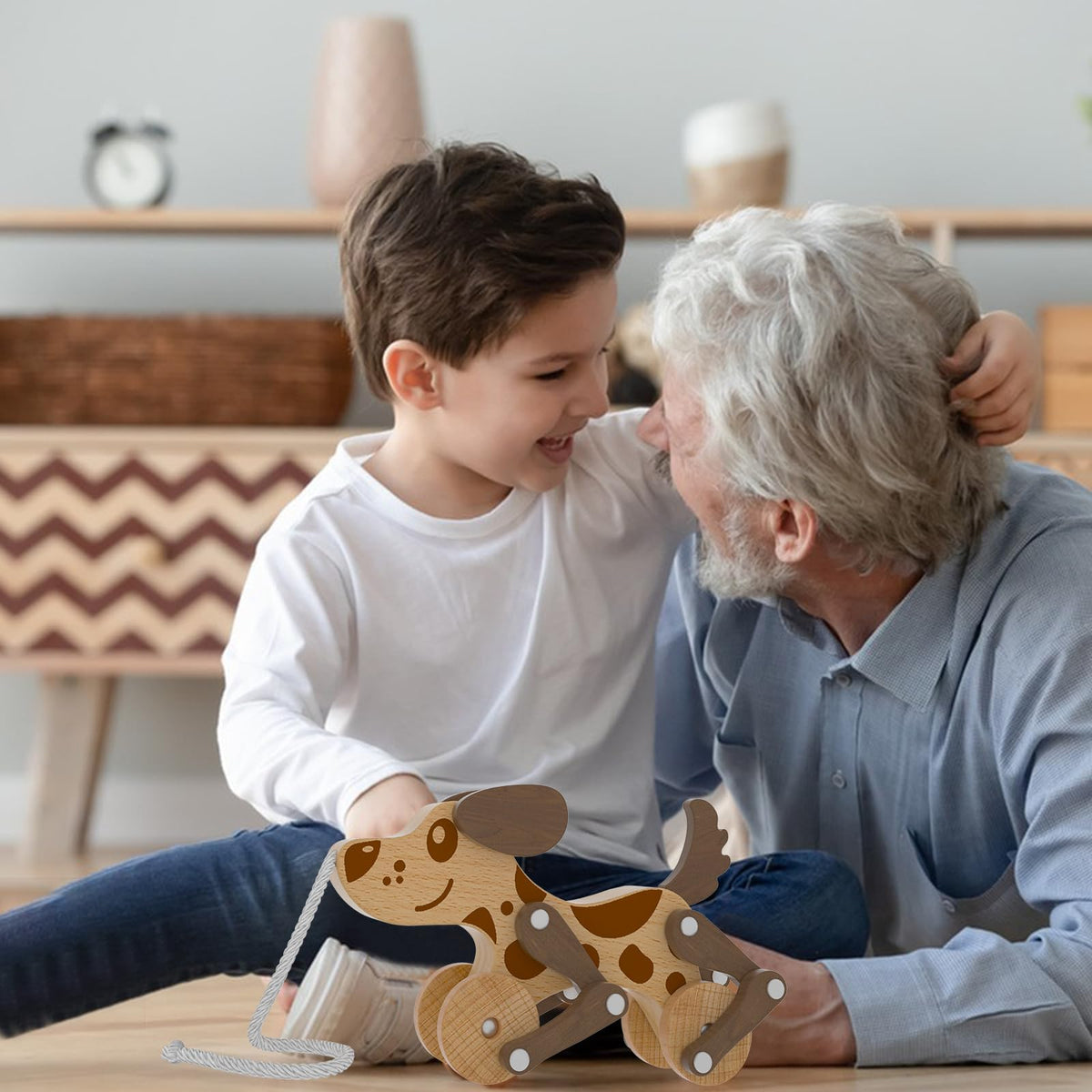 LKyoxs Montessori dog pull-along promotes balance and coordination indoors