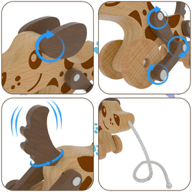 LKyoxs wooden dog pull-along features a sturdy wooden body design