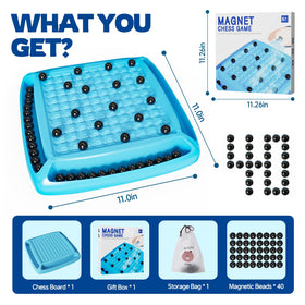 Family enjoying LLESSOO magnetic game during a cozy game night.