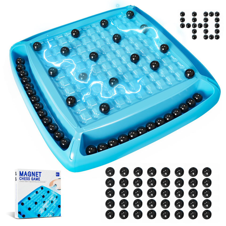 LLESSOO Magnet Game chess set with blue pieces for durable play.
