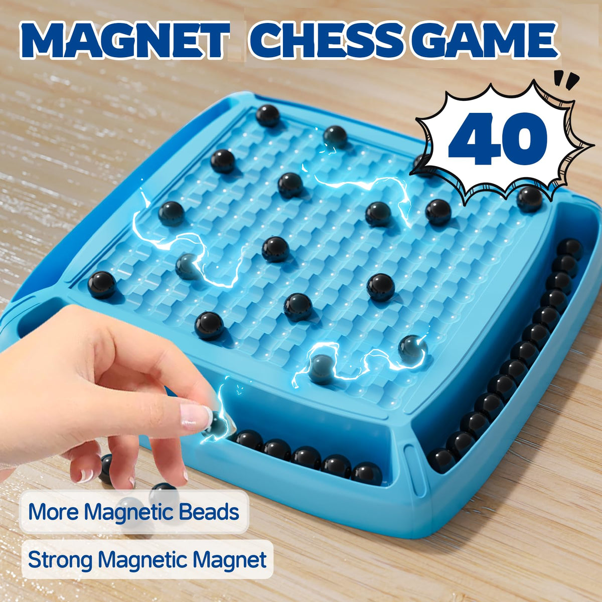 LLESSOO Magnet Game board shown in blue layout for steady gameplay.