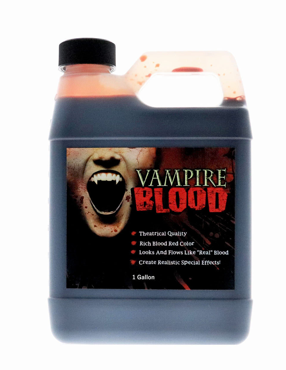 LLF Vampire Blood bottle pour shows realistic stage-ready blood for FX makeup.