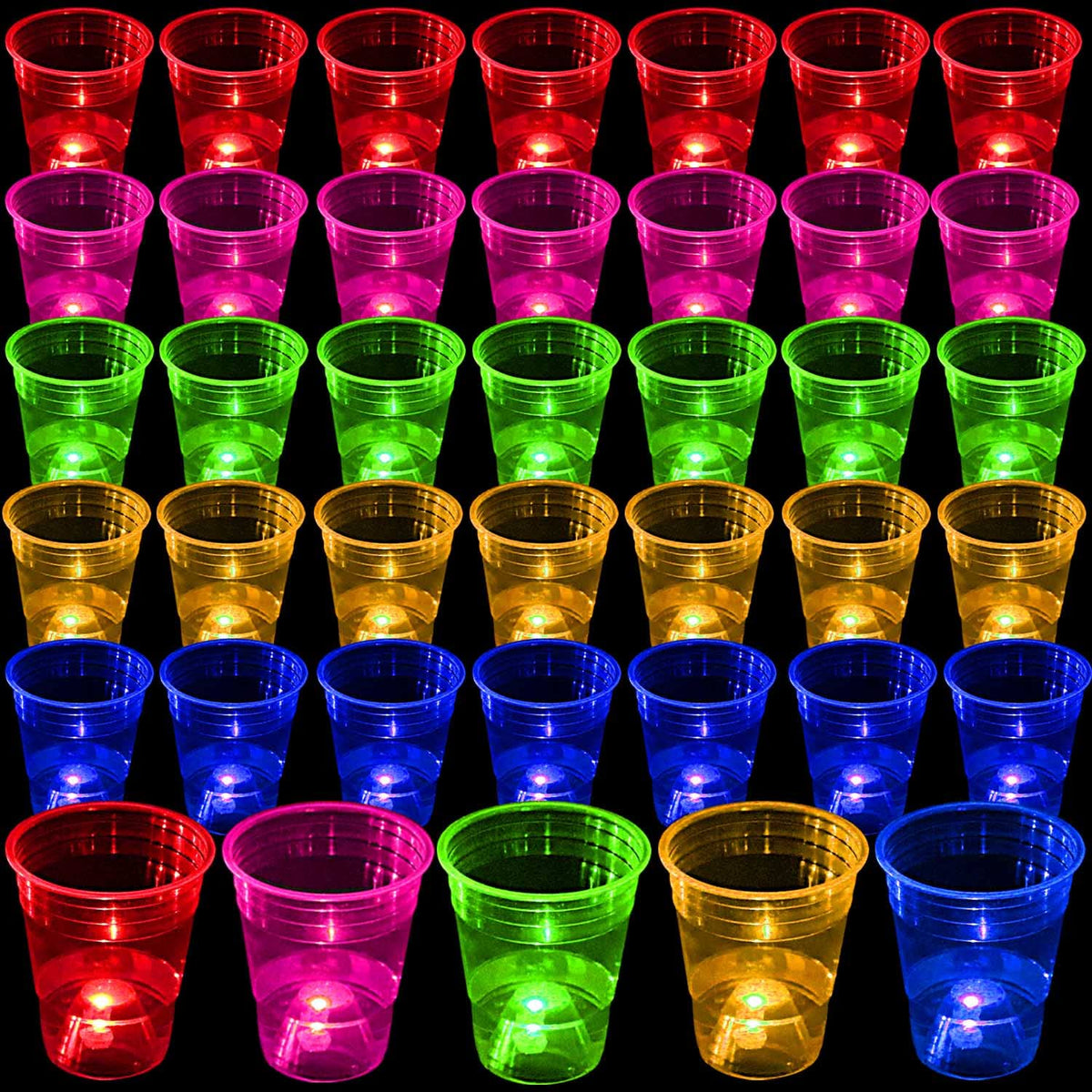 LLKMDSS glowing party cups 16oz with multi-color LEDs for neon celebrations
