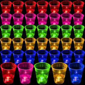 LLKMDSS glowing party cups 16oz with multi-color LEDs for neon celebrations