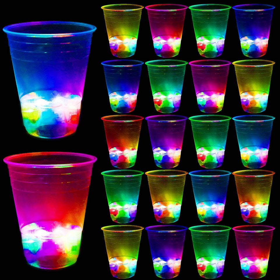 LLKMDSS glowing party cups, 40-count, ideal for vibrant celebrations.