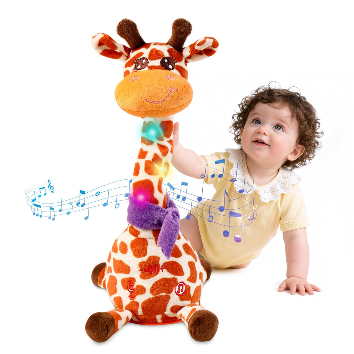 LLUKEME dancing giraffe neck glow during playful light show for babies