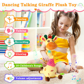 LLUKEME Dancing Giraffe recording button captures messages for playback.