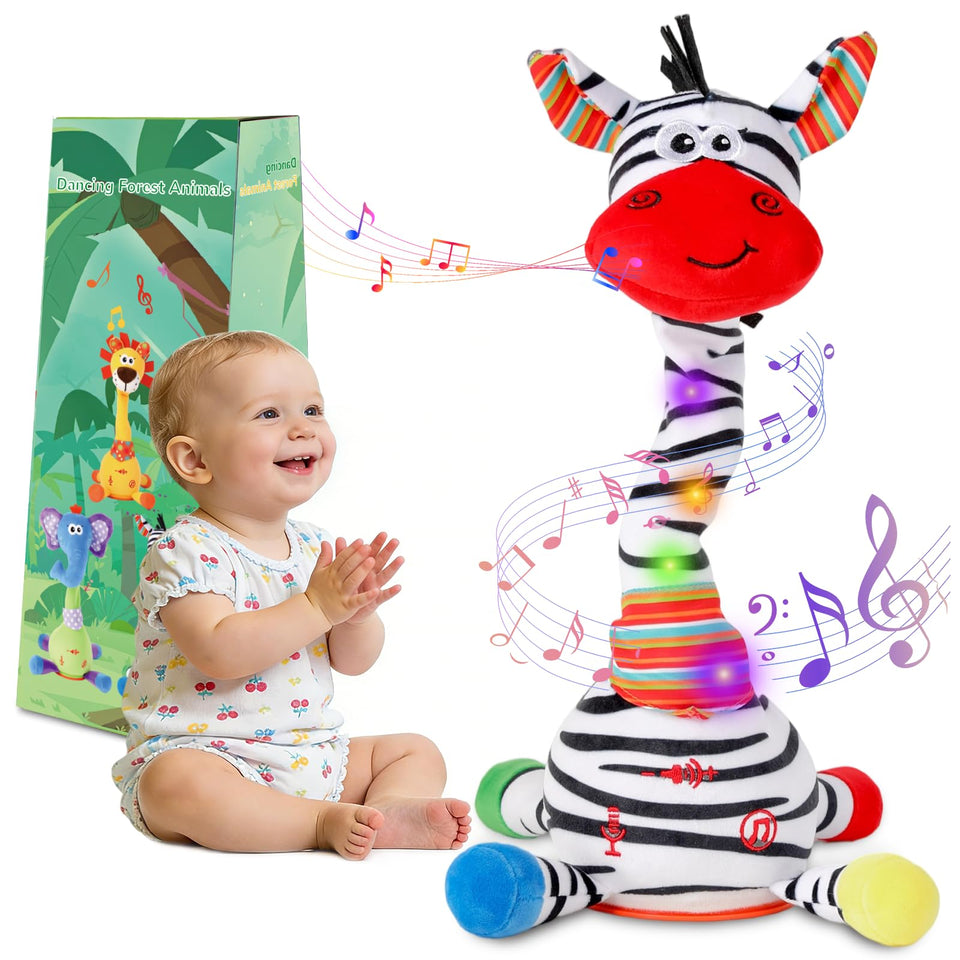 LLUKEME Dancing Talking Zebra Toy with dancing action and lights for playful learning