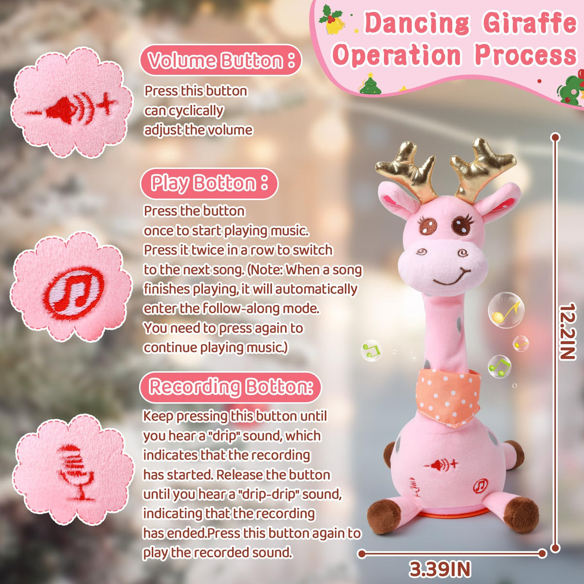 LLUKEME pink dancing giraffe makes a thoughtful gift for toddlers' celebrations