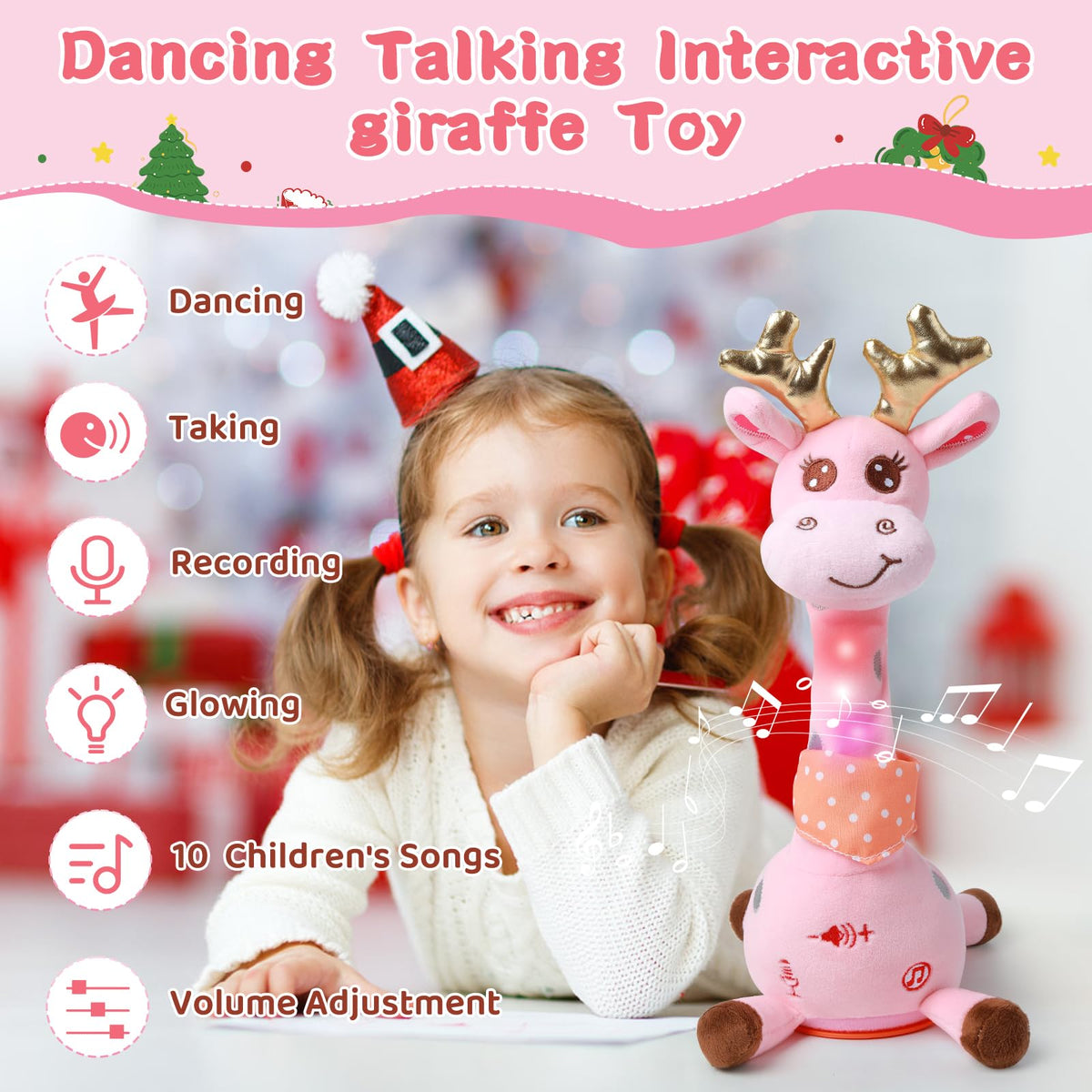 LLUKEME interactive giraffe repeats what you say, boosting language practice during play