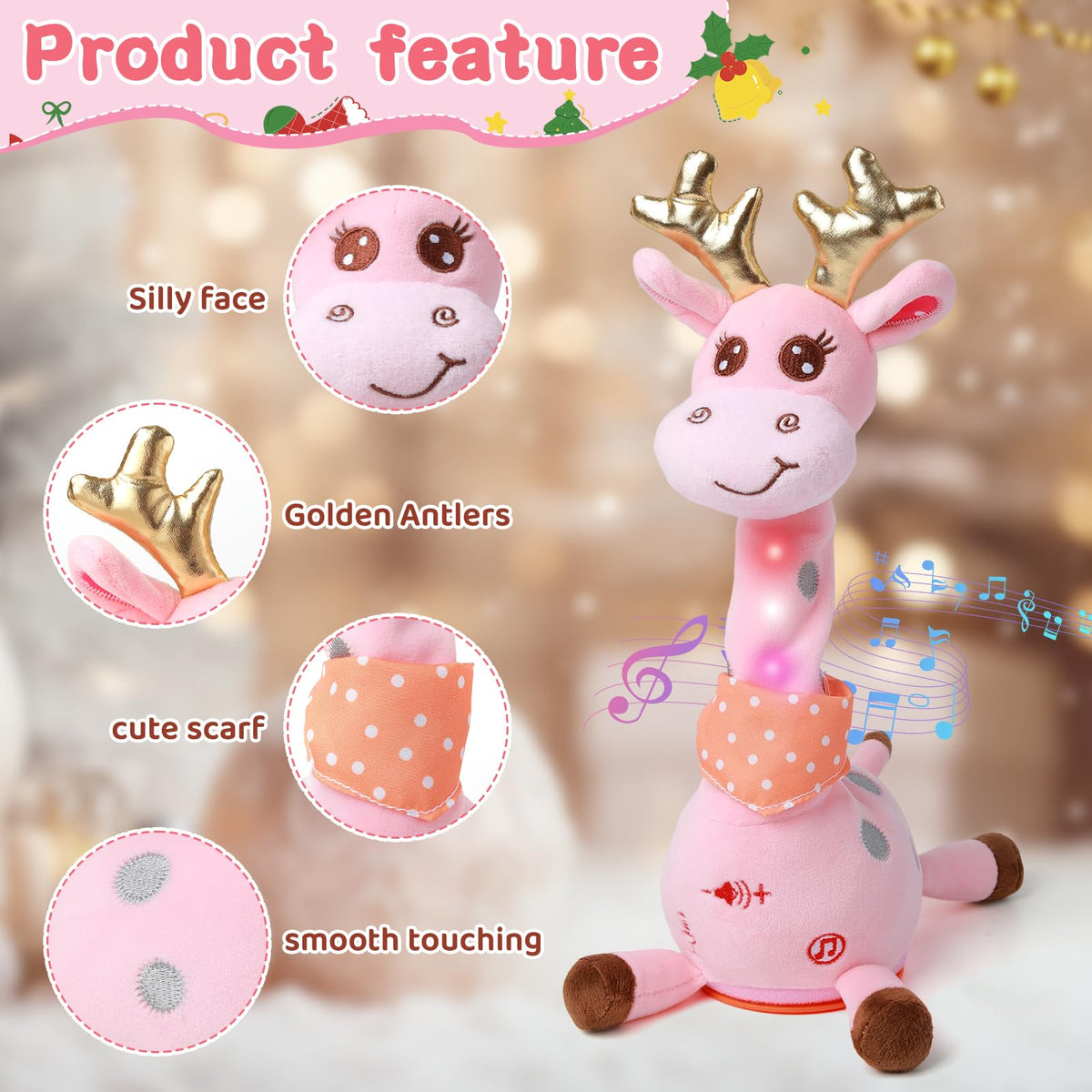 LLUKEME pink plush giraffe, incredibly soft for comforting cuddles and imaginative play