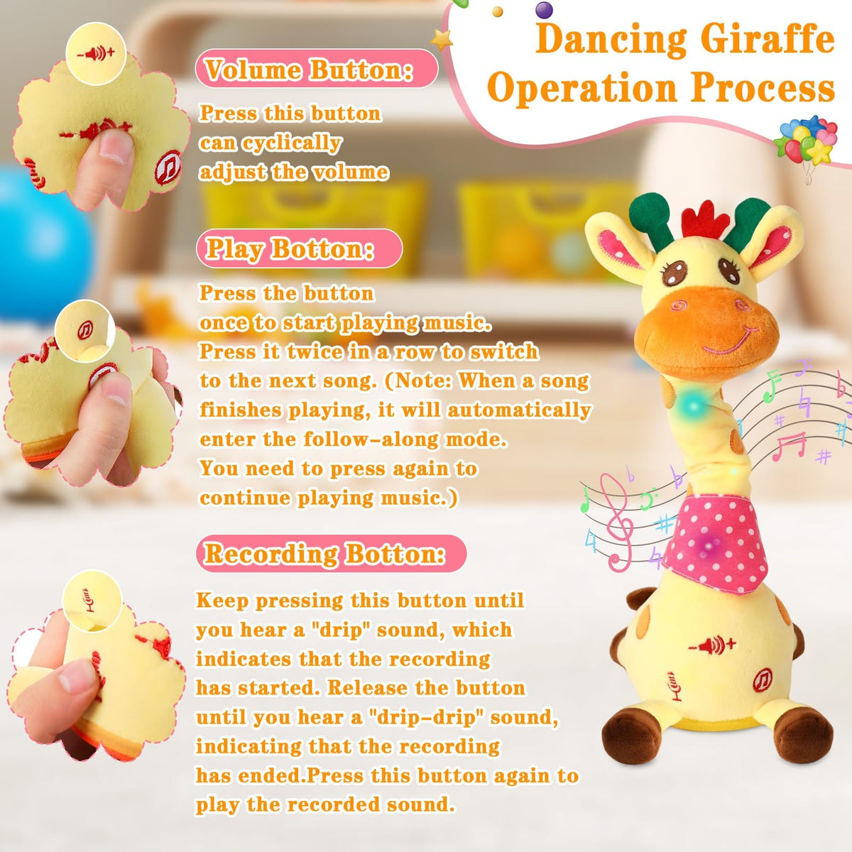 LLUKEME soft plush giraffe offers gentle, cuddly comfort for babies.