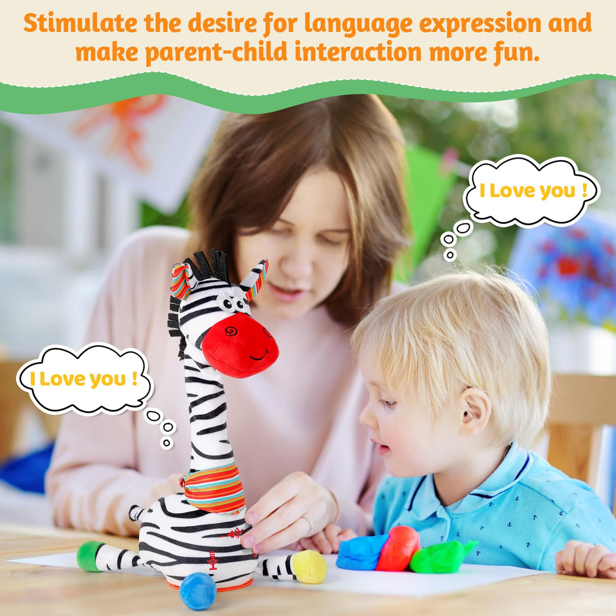 LLUKEME Zebra plush performing song and dance to engage toddlers