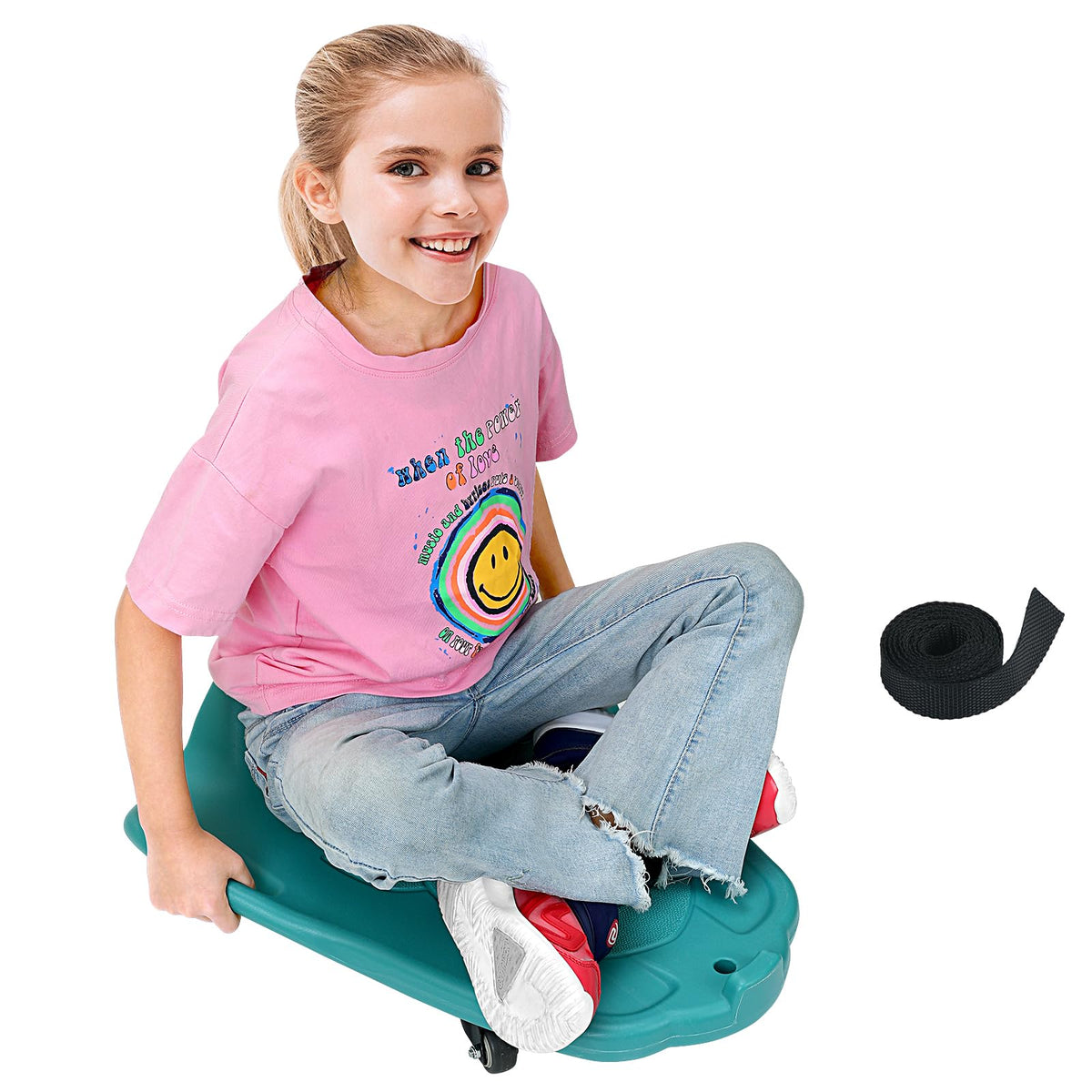 Llyjjkuwl large scooter board front view shows a sturdy platform for active indoor play.