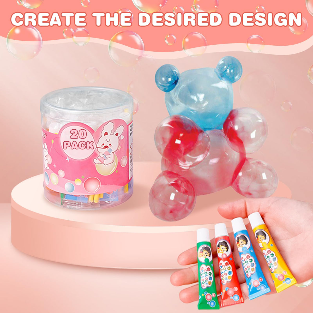 LM.XDBQ plastic bubbles with 80 straws for easy play and storage.