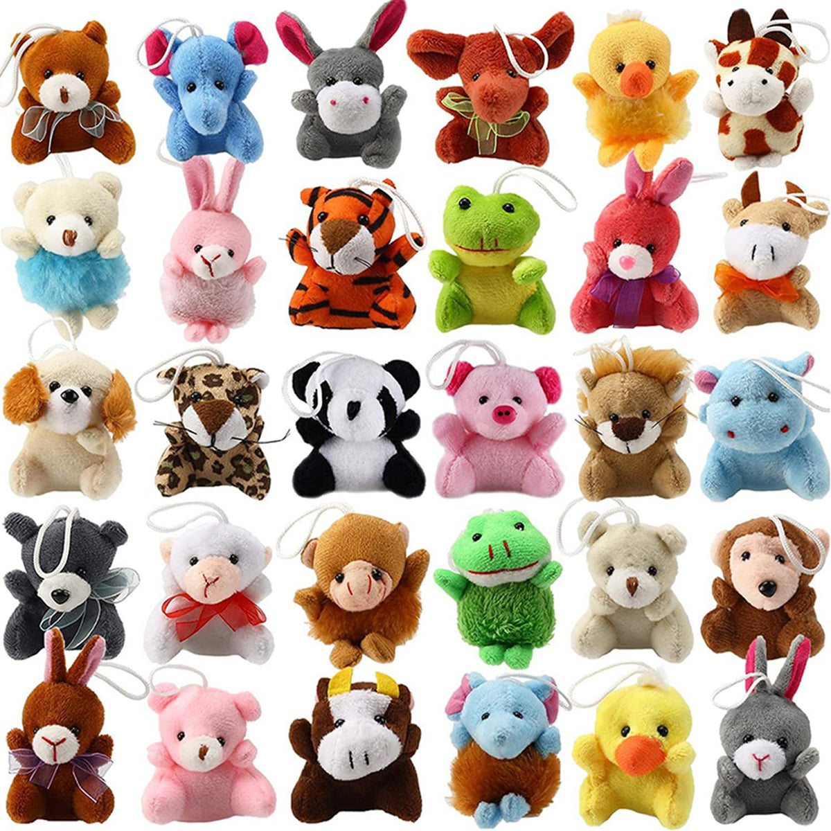 LMAZEPMQ mini plush animals keychain collection for bags and backpacks.
