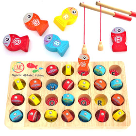 LMC Products Magnetic Alphabet Fishing Toy front displays letters for early literacy play