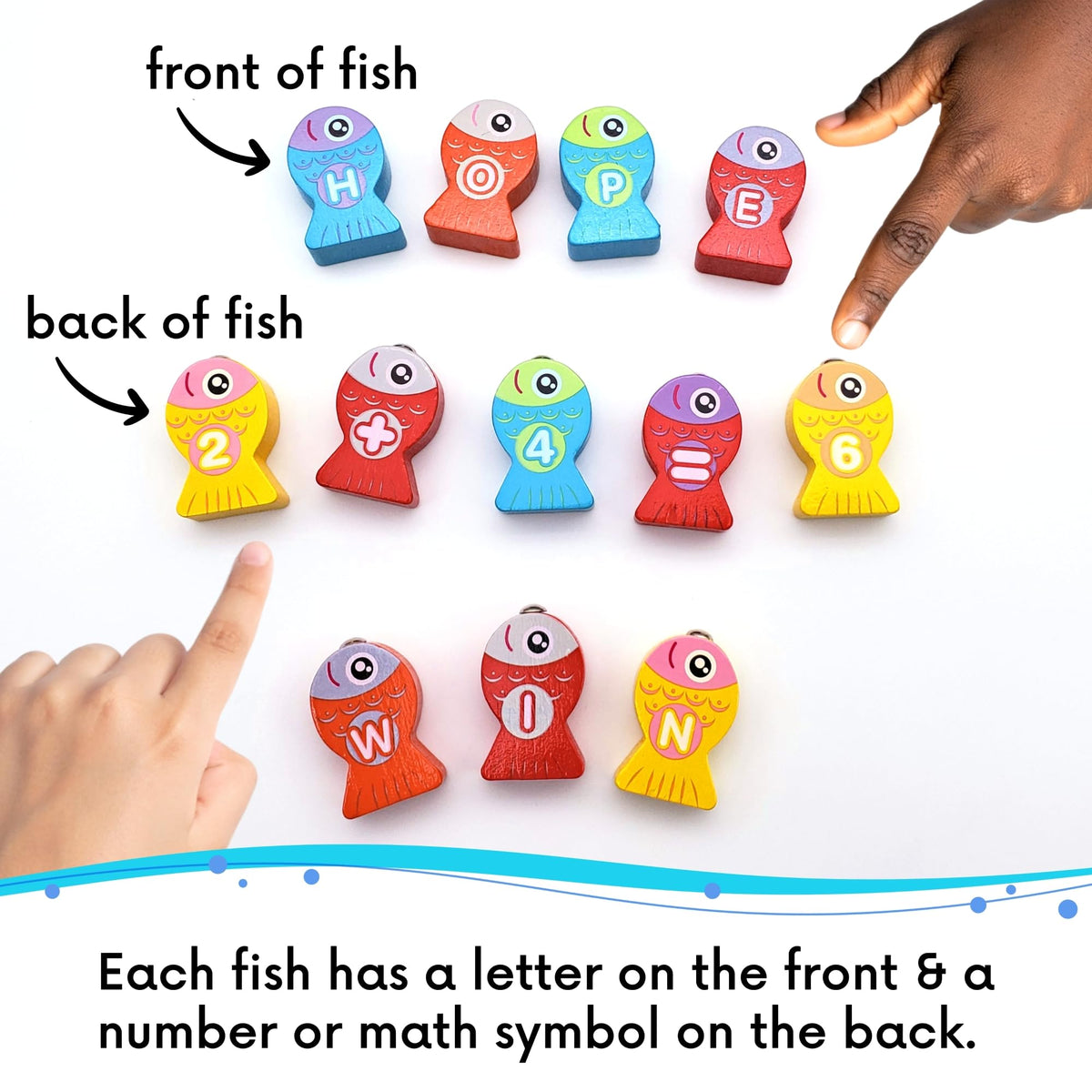 LMC Products Magnetic Alphabet Fishing Toy wooden construction with vibrant colors for engaging play