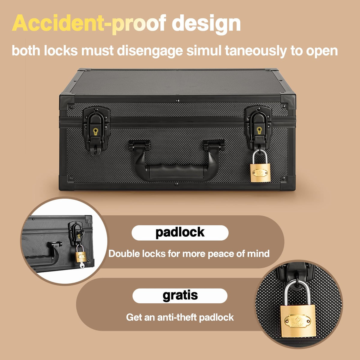 LOCKCURX double-lock design highlights bank-grade security for high-value cards.