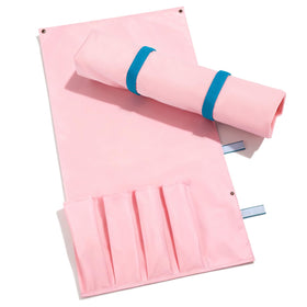 Locmeo mahjong bag 20 inch pink safely stores up to four tile holders for travel.