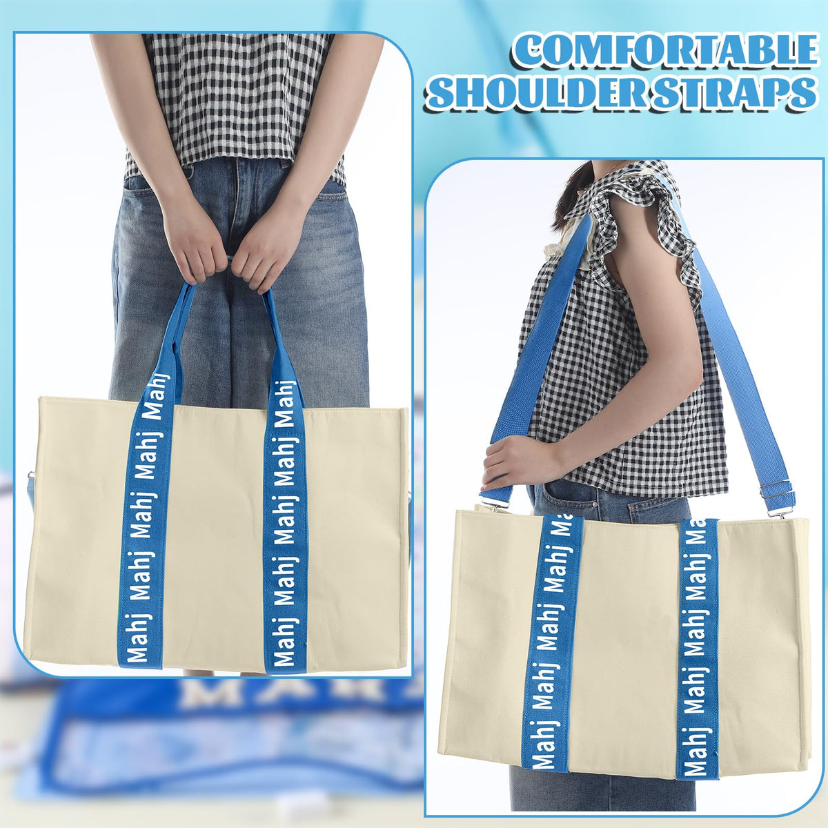 Locmeo mahjong bag cross-body strap enables hands-free carrying