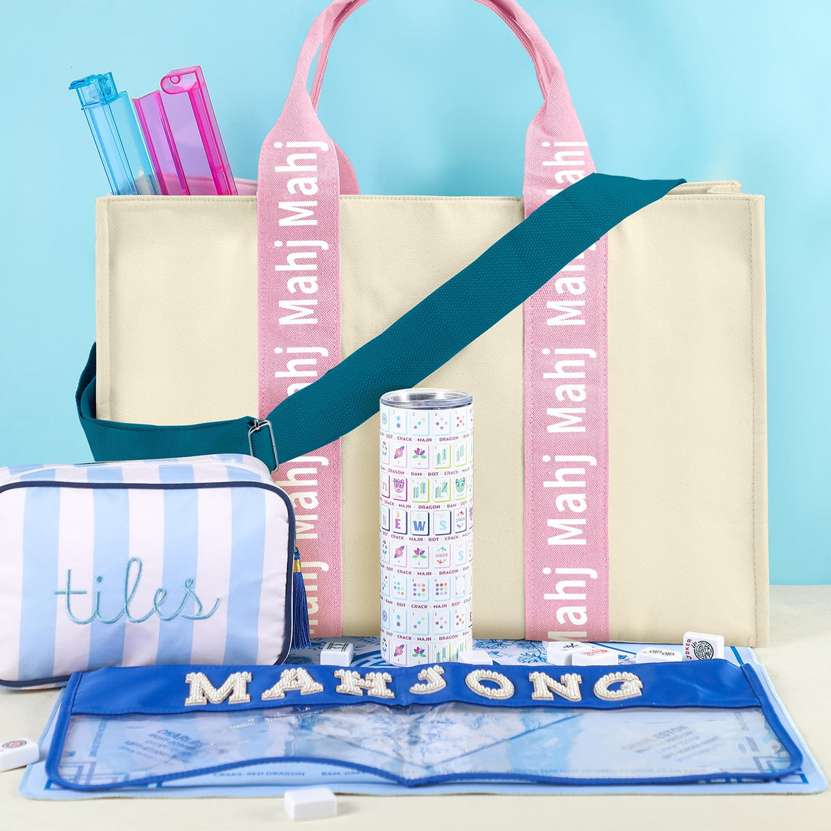 Locmeo Mahjong Bag crossbody strap enables hands-free game nights.