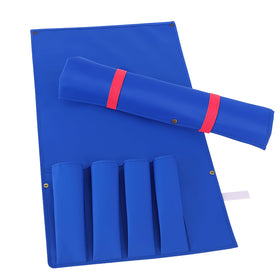 Locmeo mahjong bag in dark blue, front view protecting racks during transport.