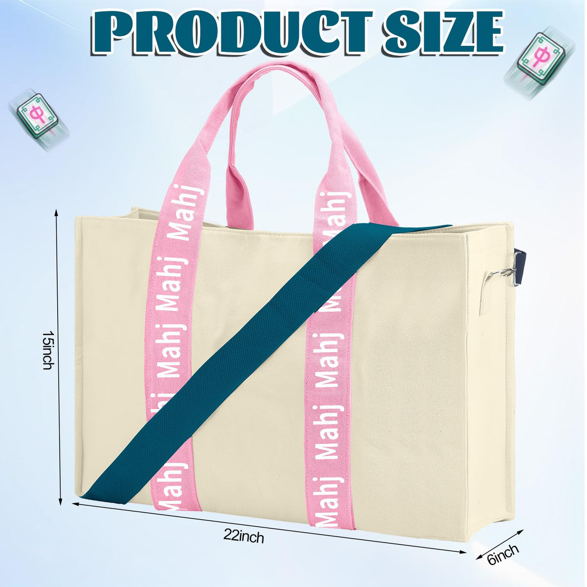 Locmeo Mahjong Bag interior pocket keeps dice and cards neatly organized during travel.