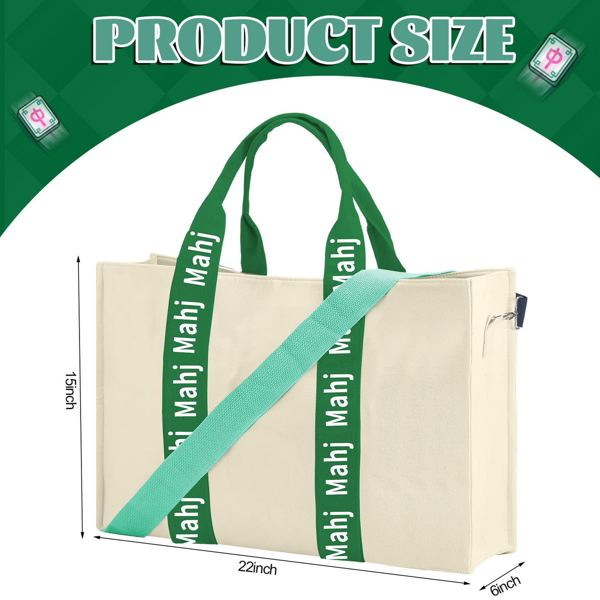 Locmeo mahjong bag interior pocket keeps cards and dice organized.