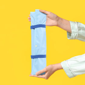 Locmeo mahjong bag rolls up for compact portable storage.