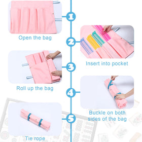 Locmeo rolled and tied bag enables compact transport and tidy storage.