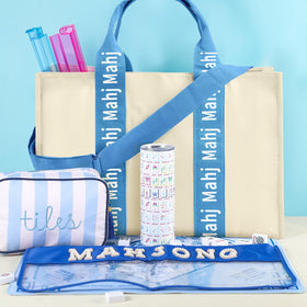 Locmeo mahjong bag thick handles support heavier loads during travel