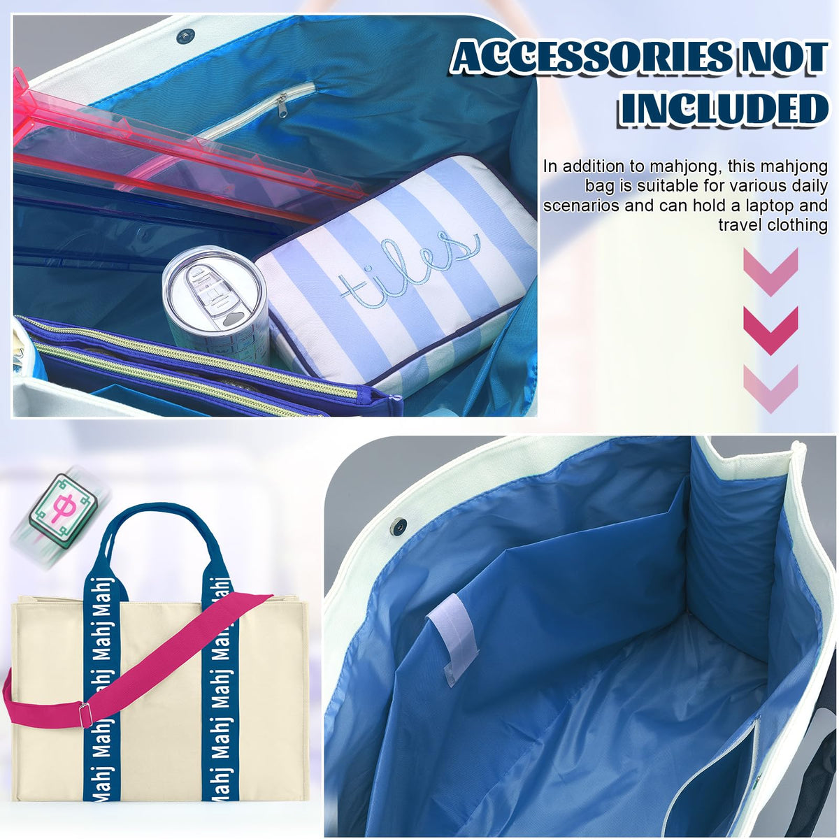 Locmeo mahjong bag thick handles featured for comfy lifting