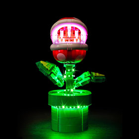 LocoLee LED Light Kit for Piranha Plant 71426 illuminates the model for display.