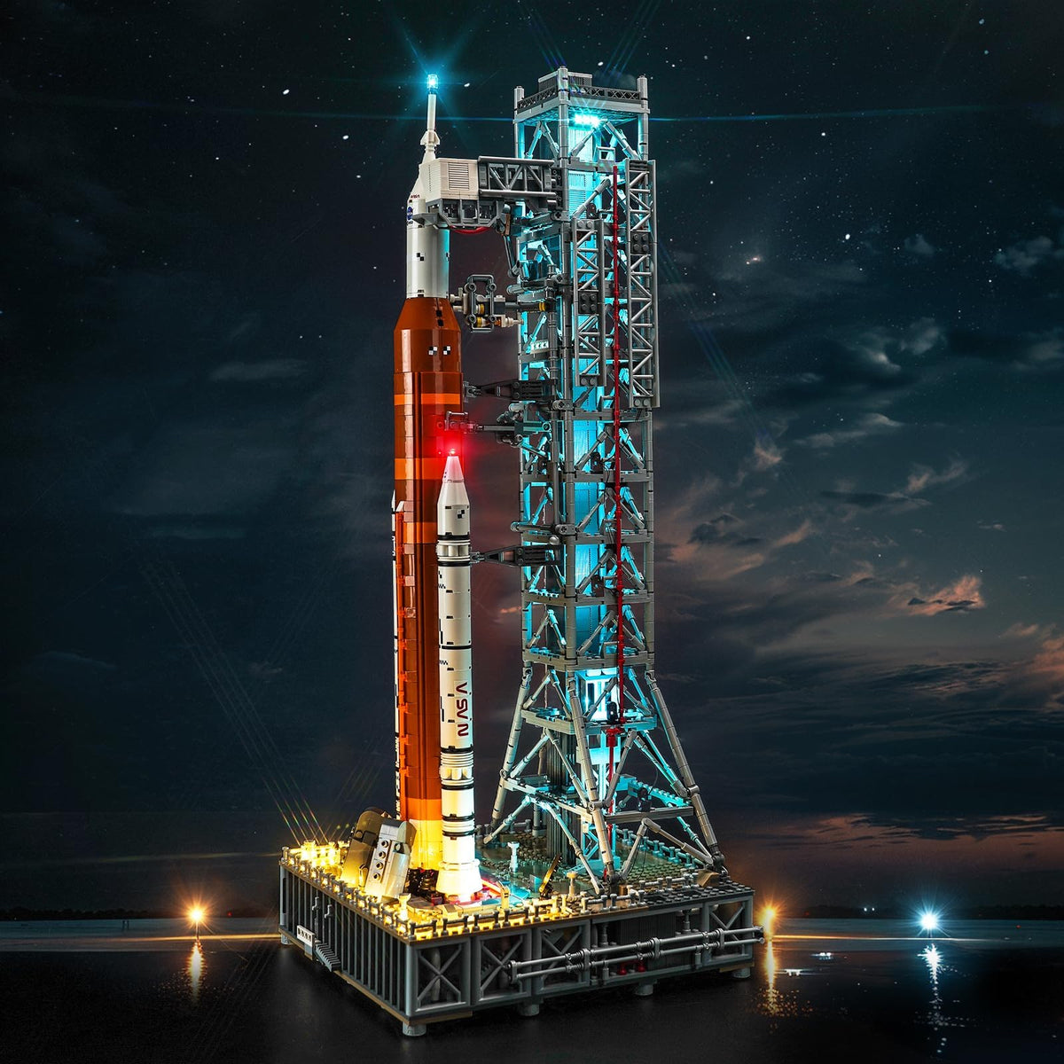 LocoLee LED light kit front detail illuminates LEGO NASA 10341 for vivid display