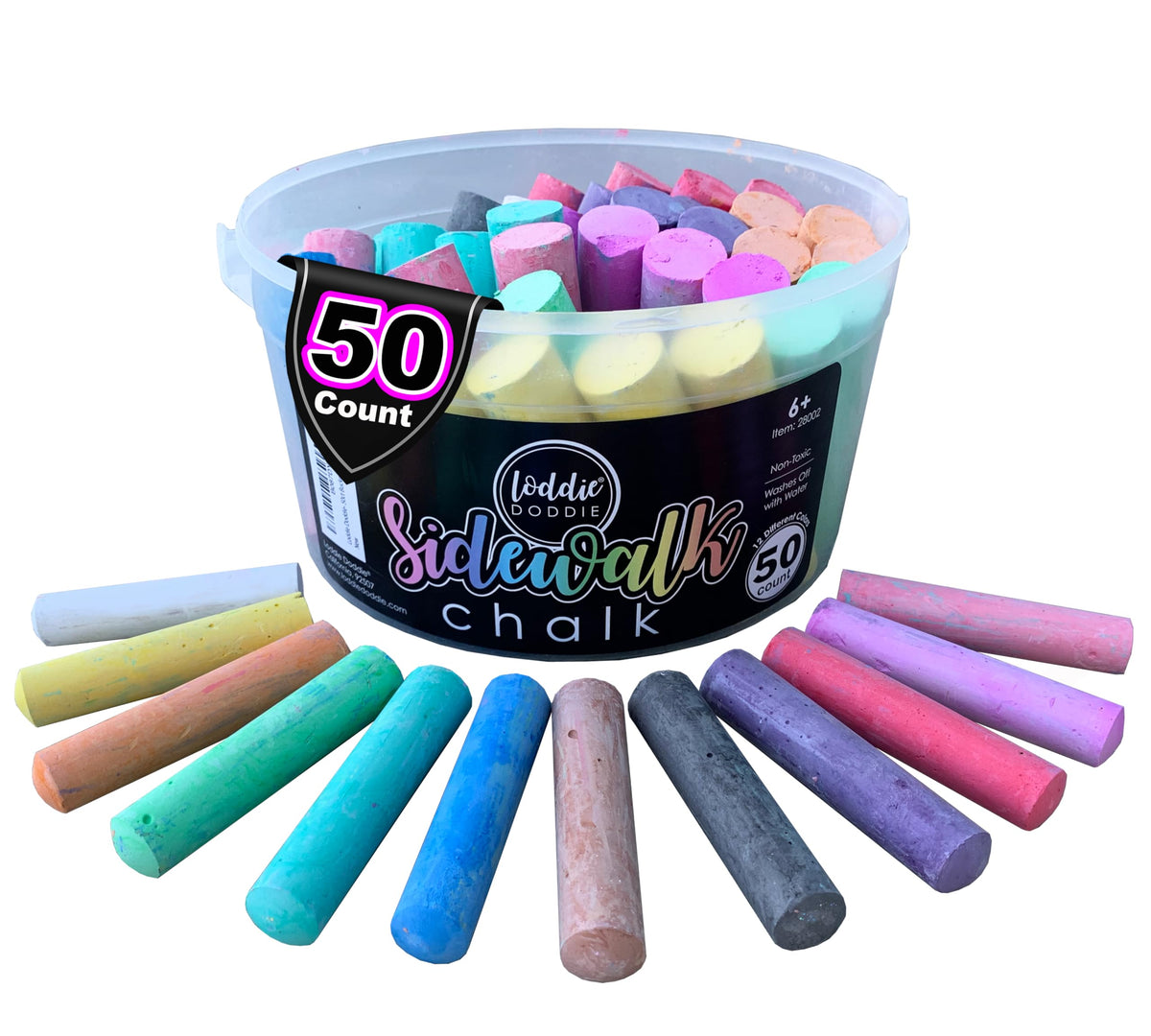 Loddie Doddie jumbo sidewalk chalk bulk set for bright outdoor art projects.