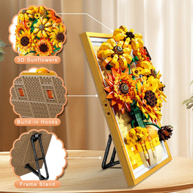 Lodikisbay Sunflower Frame Building Set features 3D brick art with dimensional depth