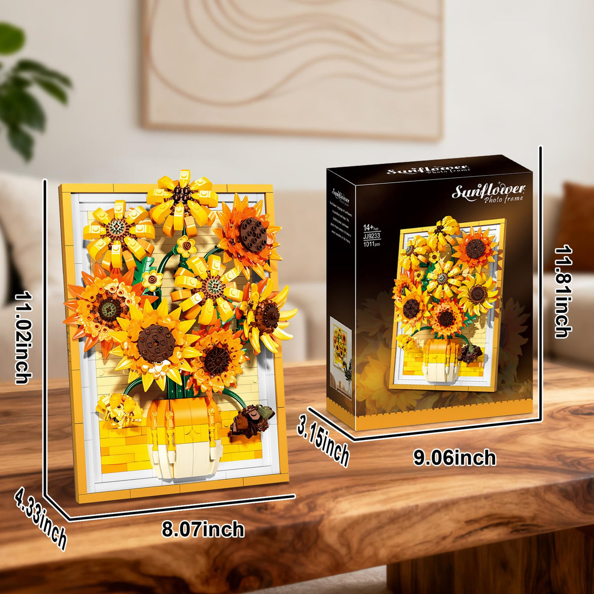Lodikisbay Sunflower Frame Building Set captures leaves and growth in brick form