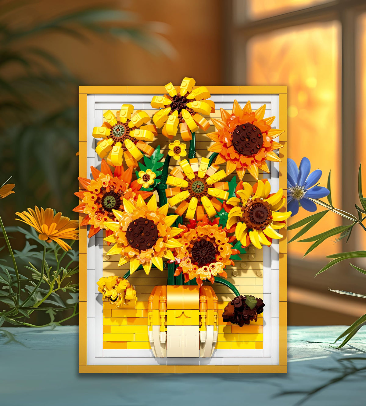 Lodikisbay Sunflower Frame Building Set inspired by Van Gogh’s sunflowers in bright color